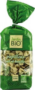 Pates papillon bio ail basilic Jardin Bio