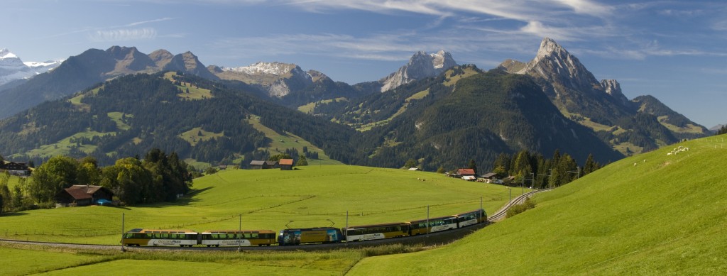 train panoramique pour arriver à Gstaad