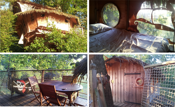 cabane moussaillon sur un arbre perché