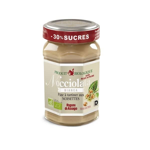 Pot de pâte à tartiner aux noisettes Bio Nocciolata Bianca Rigoni di Asiago  sans huile de palme (270g) –