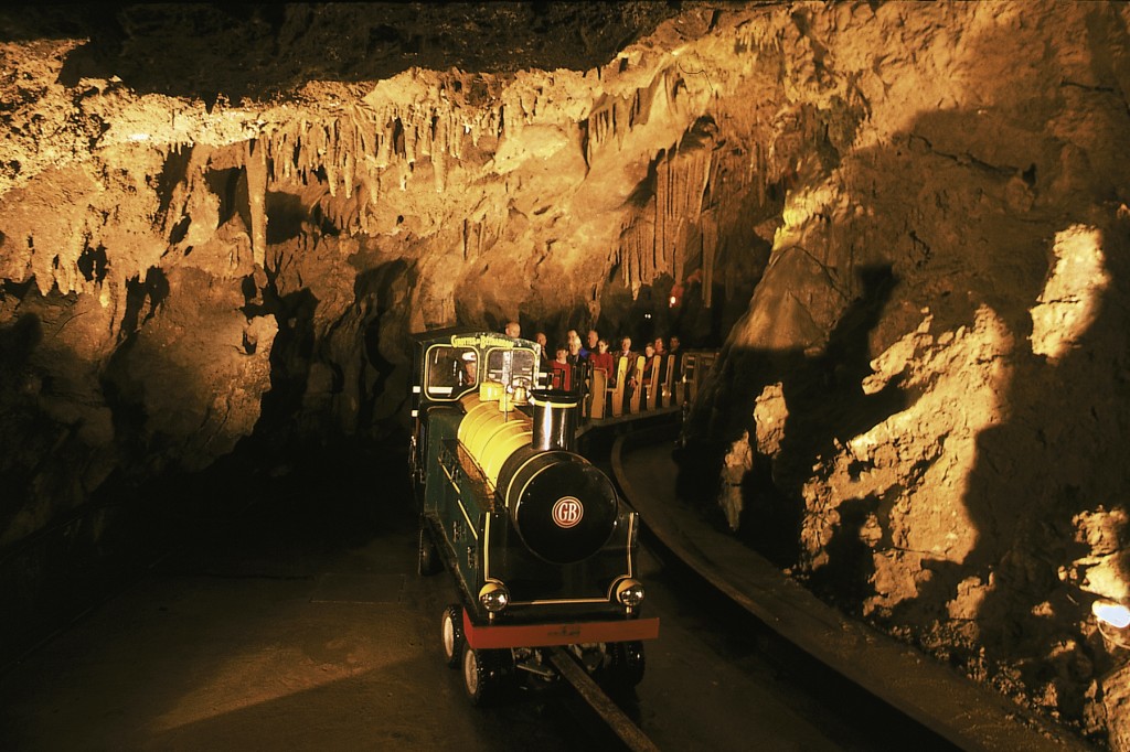 Le petit train dans la galerie souterraine des Grottes de Bétharram