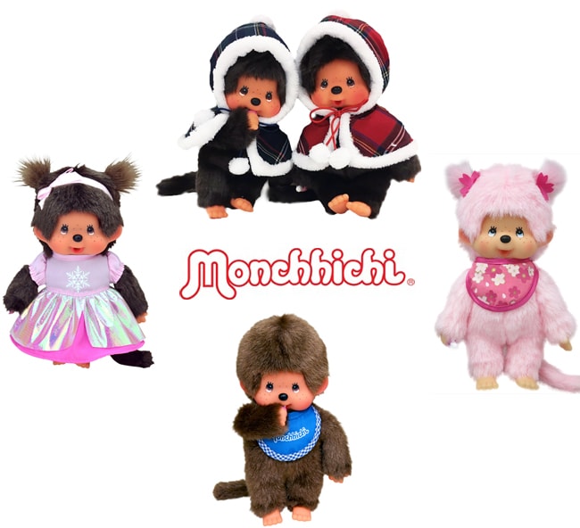 BANDAI Peluche Monchhichi Maman et Bébé rose 20 cm pas cher