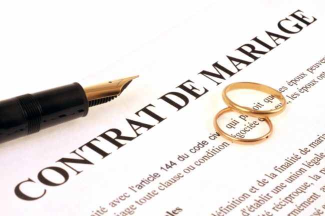 contrat de mariage pour second mariage