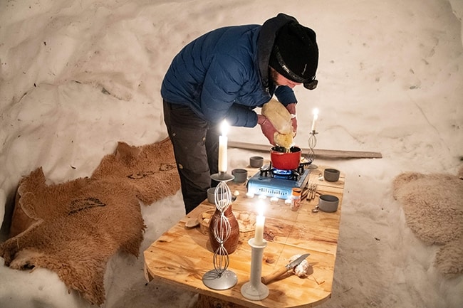 dégustation de fondue en igloo