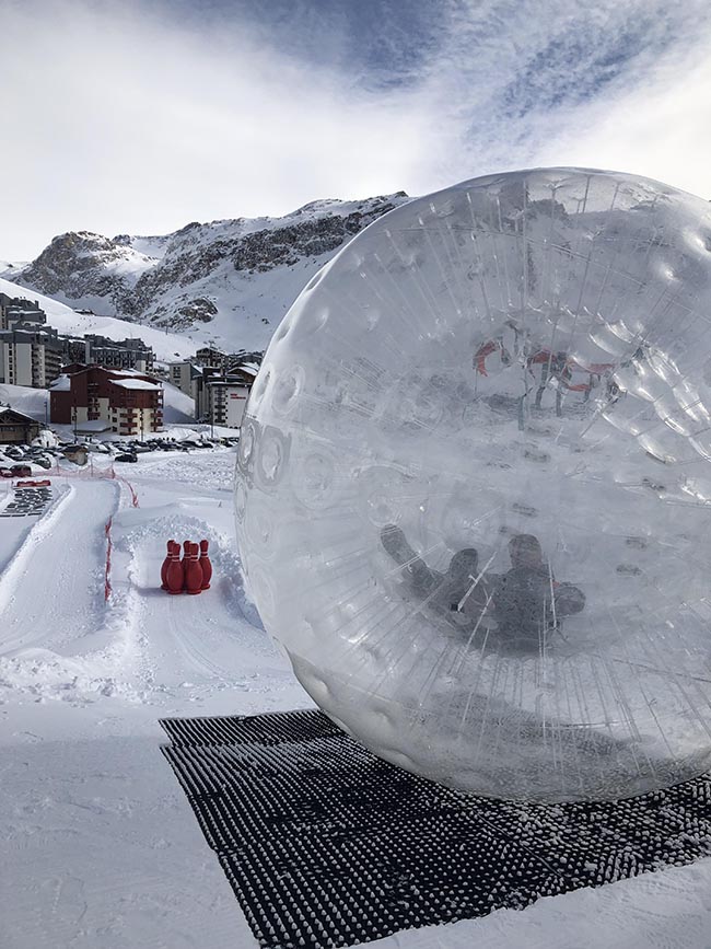 zorbilling ou bowling humain à Tignes