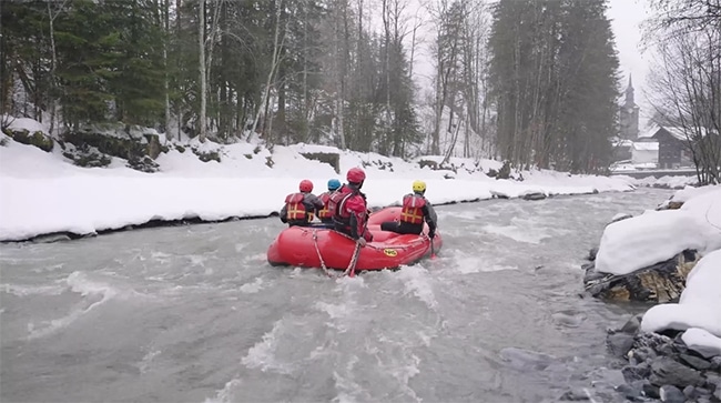 Frozen River Samoëns, descente eaux vives en hiver