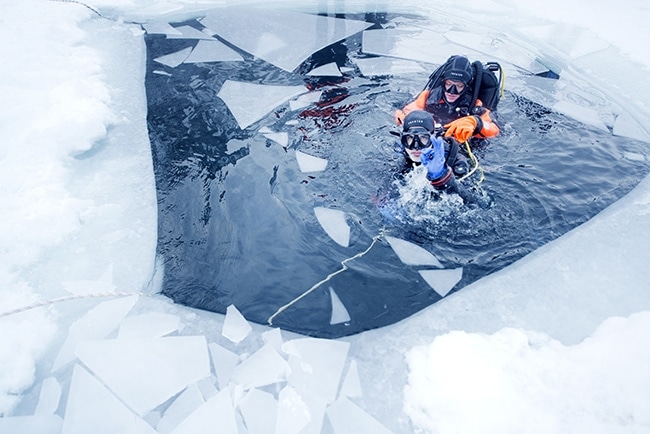 plongée sous glace activité insolite hiver