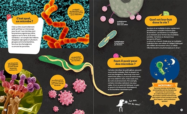 Planète microbes, livre Nathan pour expliquer les microbes aux enfants