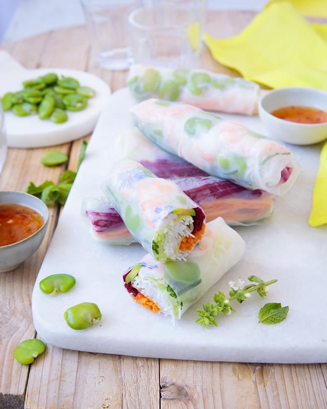 recettes rouleaux de printemps aux fèves