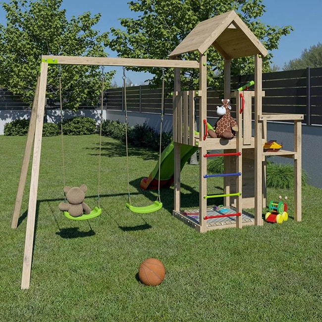 aire de jeux de jardin en bois Trigano