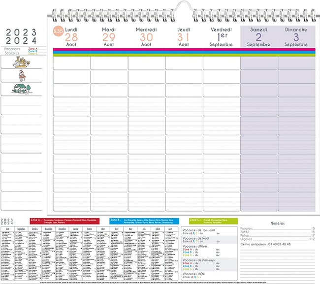 planning famille semaine 2023 2024