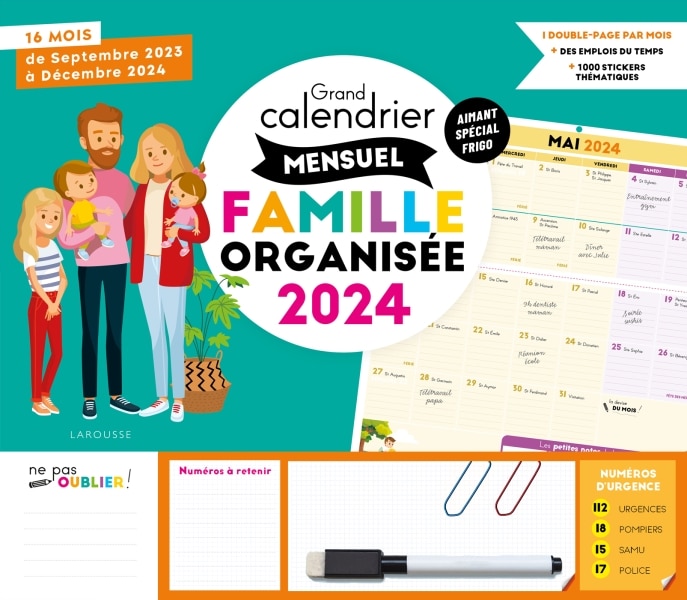 Frigobloc Mensuel 2024 - Calendrier d'organisation familiale / mois