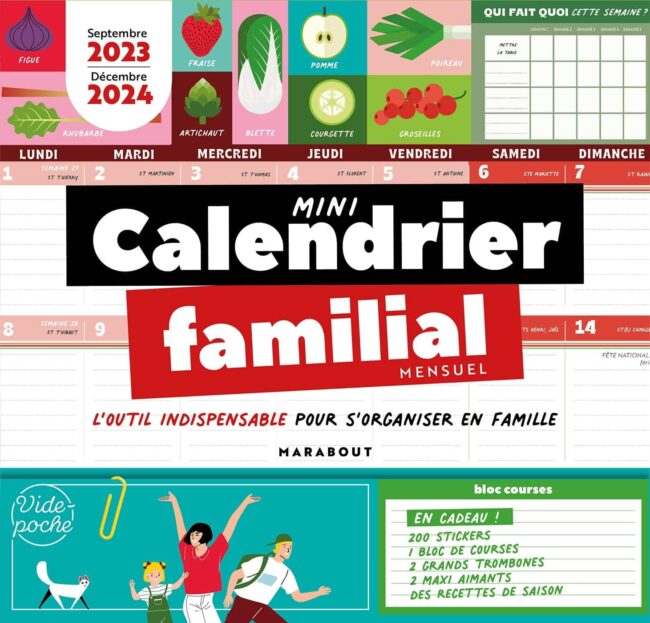 Mini-organiseur familial L Essentiel Mémoniak, calendrier mensuel