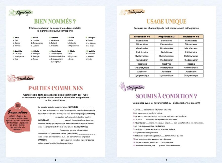 cahier d'activités autour de la langue française