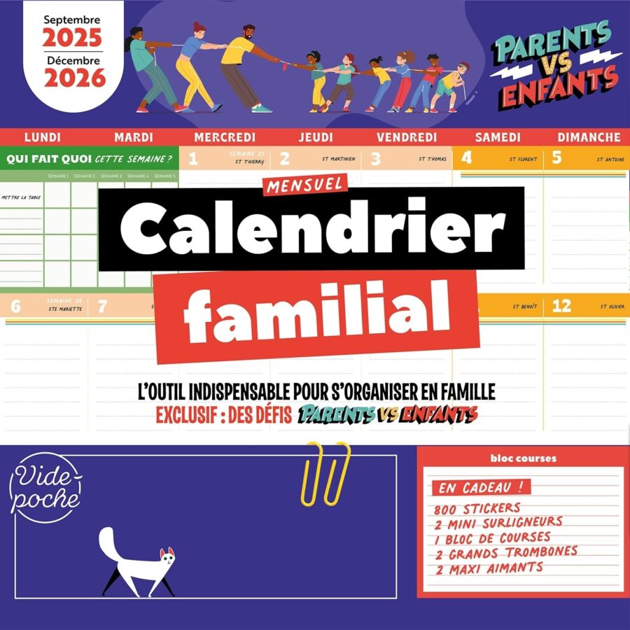 calendrier familial mensuel marabout 2025 2026