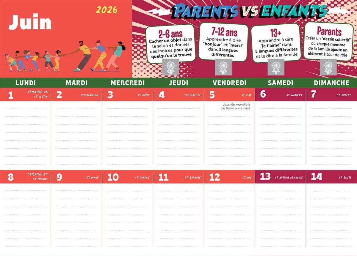 calendrier familial mensuel marabout 2026