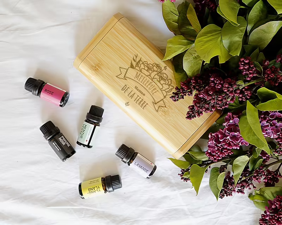 joli coffret en bois personnalisé huiles essentielles