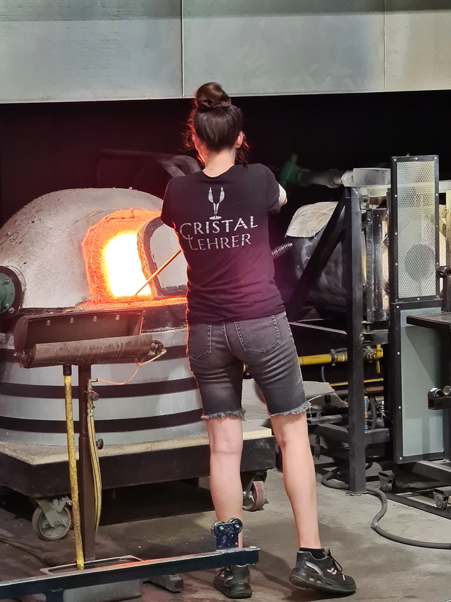 cristallerie lehrer demonstration souffleur de verre