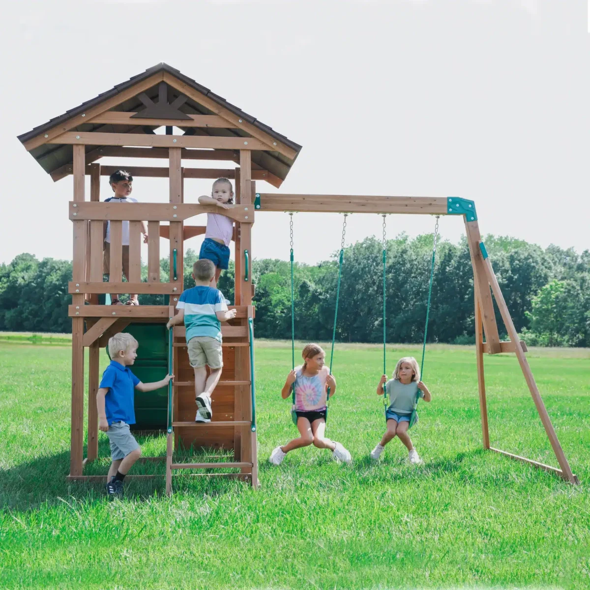 aire de jeux en bois jardin