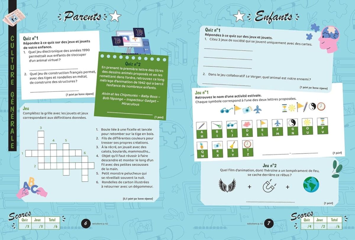 cahier de vacances à faire en famille