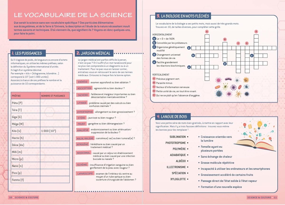 cahier de vacances pour adultes thème sciences