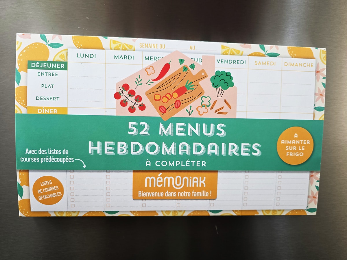 calendrier menus de la semaine aimanté