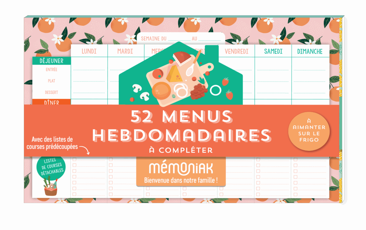 calendrier menus de la semaine aimanté
