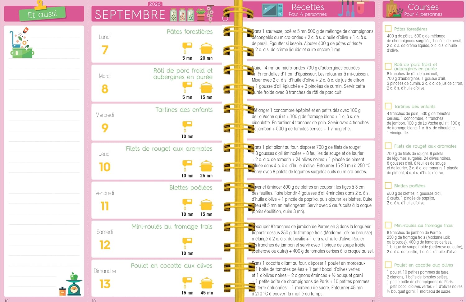 planning recettes équilibrées semaine pour famille