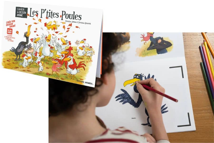 cahier de dessin animé les p'tites poules
