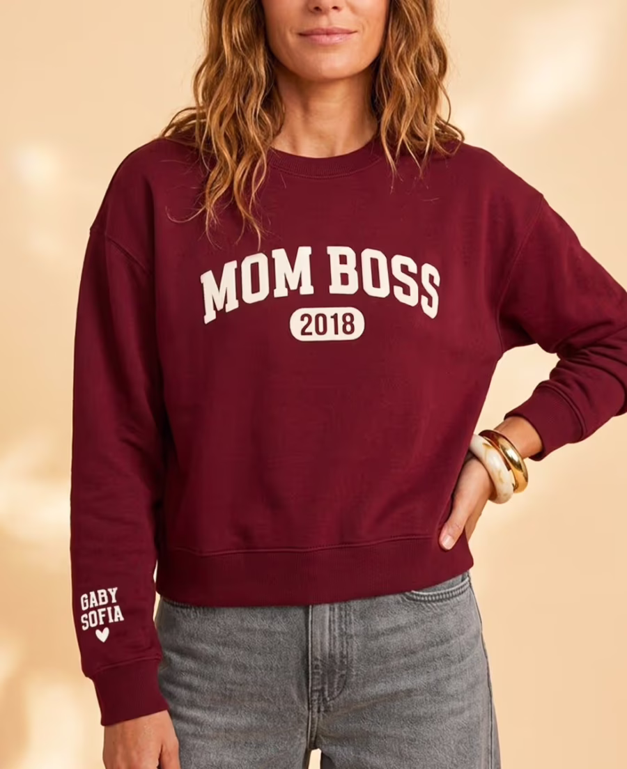 sweat mom boss sweat personnalisé pour maman