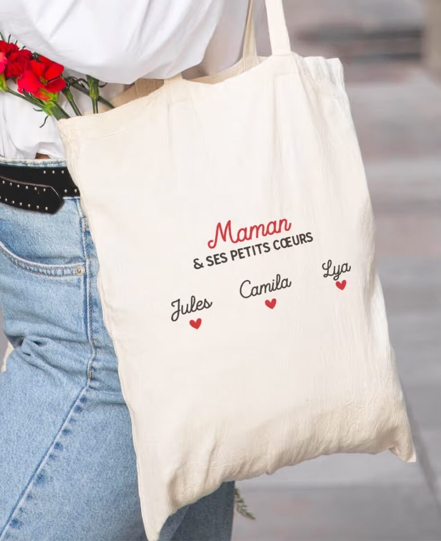 tote bag personnalisé fete des mères tote bag personnalisé fête des mères mama et ses petits coeurs