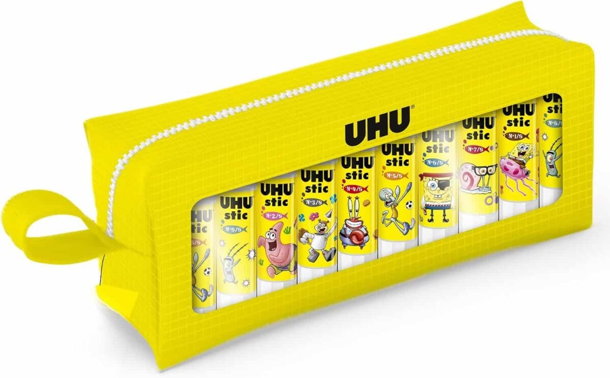 trousse 10 batons colle uhu bob l'eponge